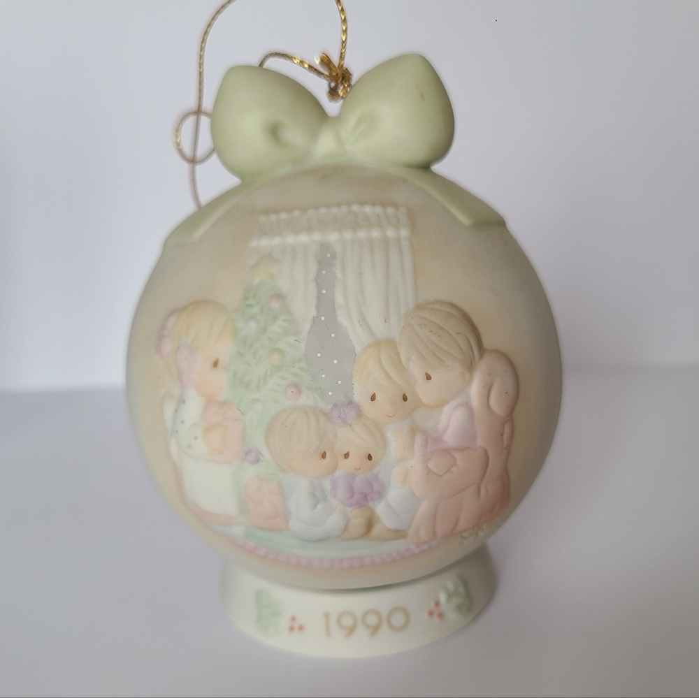 Vintage Precious Moments May Your Christmas Be Happy Ball Ornament Figurine
